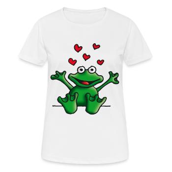 heart_frog_122011c - Frauen T-Shirt atmungsaktiv - Weiß - Vorne - AI Model Female 172 dark (172cm)
