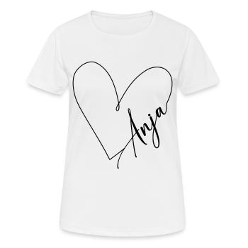Anja Name Herzlinie - Frauen T-Shirt atmungsaktiv - Weiß - Vorne - AI Model Female 172 dark (172cm)