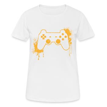 CONTROLLER RETRO in yellow - Women's Breathable T-Shirt - white - Front - AI Model Female 172 dark (172cm)