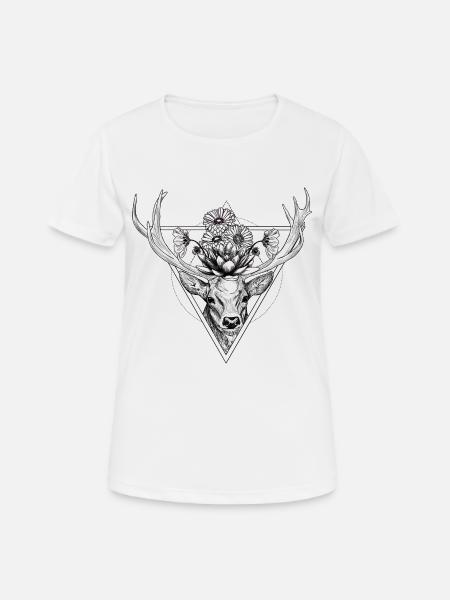 Flower stag black - Women's Breathable T-Shirt - white