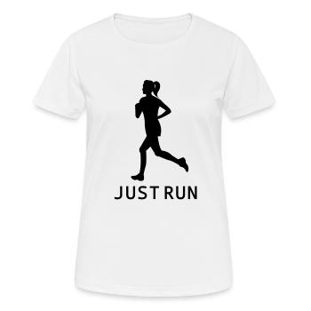 Just run female running jogging marathon girl - Women's Breathable T-Shirt - white - Front - AI Model Female 172 dark (172cm)
