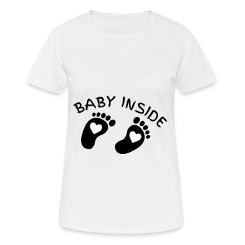 bébé à l'intérieur des lettres avec les pieds sur le ventre - T-shirt respirant Femme - blanc - Devant - AI Model Female 172 dark (172cm)