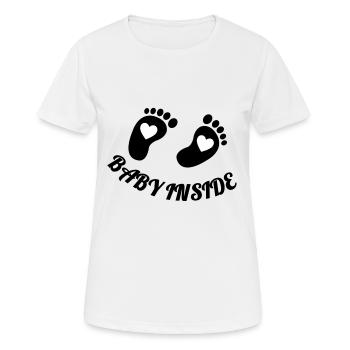 bébé à l'intérieur sur la bosse de bébé - T-shirt respirant Femme - blanc - Devant - AI Model Female 172 dark (172cm)