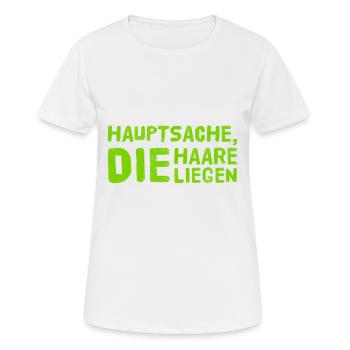 die Frisur ist alles - Frauen T-Shirt atmungsaktiv - Weiß - Vorne - AI Model Female 172 dark (172cm)