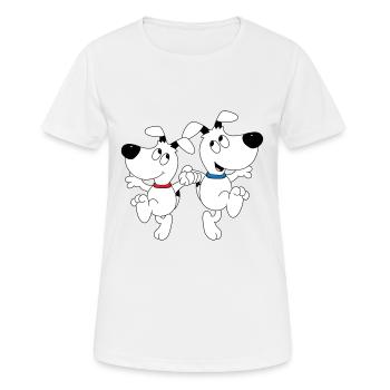 HUND - DOGS - TANZEN - DANCING - TIER - FUN - Frauen T-Shirt atmungsaktiv - Weiß - Vorne - AI Model Female 172 dark (172cm)