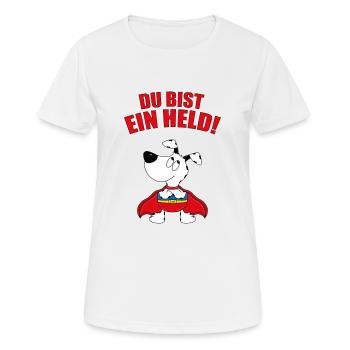 DU BIST EIN HELD! - HUND - SUPERHELD - TIERISCH - Frauen T-Shirt atmungsaktiv - Weiß - Vorne - AI Model Female 172 dark (172cm)