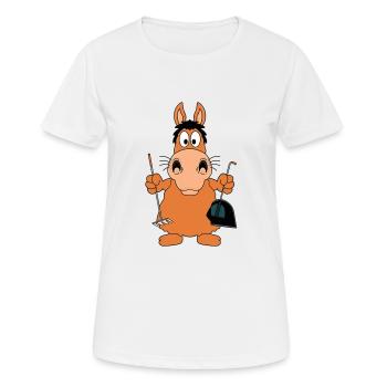 PFERD - PFERDESTALL AUSMISTEN - ABÄPPELN - Frauen T-Shirt atmungsaktiv - Weiß - Vorne - AI Model Female 172 dark (172cm)