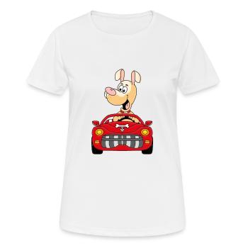 HUND - AUTO - TIER - KIND - BABY - CABRIO - Frauen T-Shirt atmungsaktiv - Weiß - Vorne - AI Model Female 172 dark (172cm)