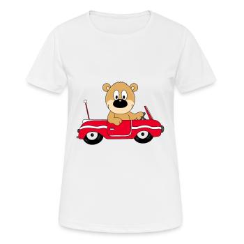 TEDDY - TEDDYBÄR - AUTO - TIER - KIND - BABY - Frauen T-Shirt atmungsaktiv - Weiß - Vorne - AI Model Female 172 dark (172cm)