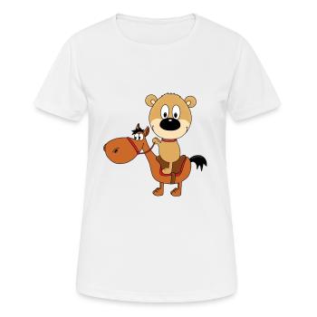 TEDDYBÄR - BÄR - TEDDY - PFERD - REITEN - KIND - Frauen T-Shirt atmungsaktiv - Weiß - Vorne - AI Model Female 172 dark (172cm)