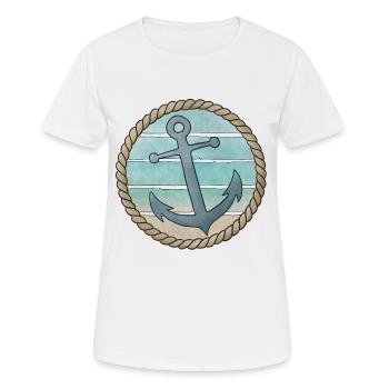 Anker Tau Seil Strand Vintage - Frauen T-Shirt atmungsaktiv - Weiß - Vorne - AI Model Female 172 dark (172cm)