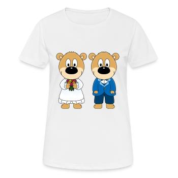 HOCHZEIT - HEIRATEN - LIEBE - BRAUTPAAR - TEDDYS - Frauen T-Shirt atmungsaktiv - Weiß - Vorne - AI Model Female 172 dark (172cm)