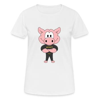 SCHWEIN - PIG - SECURITY - BODYGUARD - TIER - Frauen T-Shirt atmungsaktiv - Weiß - Vorne - AI Model Female 172 dark (172cm)