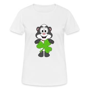 STINKTIER - SKUNK - KLEEBLATT - SHAMROCK - Frauen T-Shirt atmungsaktiv - Weiß - Vorne - AI Model Female 172 dark (172cm)