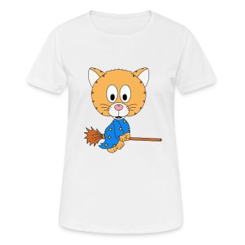 HEXE - HEXENBESEN - KATZE - TIER - KIND - BABY - Frauen T-Shirt atmungsaktiv - Weiß - Vorne - AI Model Female 172 dark (172cm)