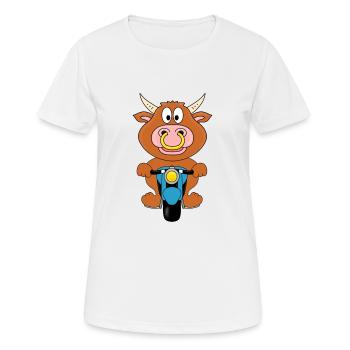 BULLE - RIND - STIER - KUH - MOTORRAD - PIERCING - Frauen T-Shirt atmungsaktiv - Weiß - Vorne - AI Model Female 172 dark (172cm)