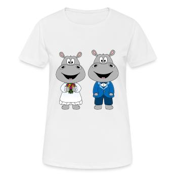 NILPFERDE - HOCHZEIT - HEIRATEN - LIEBE - TIERE - Frauen T-Shirt atmungsaktiv - Weiß - Vorne - AI Model Female 172 dark (172cm)