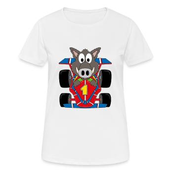 AUTO - RENNFAHRER - AUTORENNEN - WILDSCHWEIN - Frauen T-Shirt atmungsaktiv - Weiß - Vorne - AI Model Female 172 dark (172cm)