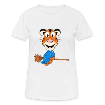 TIGER - HEXE - HEXENBESEN - TIER - KIND - BABY - Frauen T-Shirt atmungsaktiv - Weiß - Vorne - AI Model Female 172 dark (172cm)
