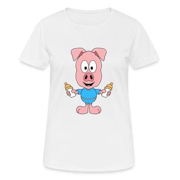 SCHWEIN - FLÄSCHCHEN - BABY - NACHWUCHS - TIERISCH - Frauen T-Shirt atmungsaktiv - Weiß - Vorne - AI Model Female 172 dark (172cm)