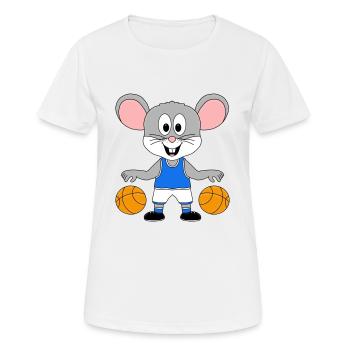 BASKETBALL - MAUS - SPORT - TIER - KIND - BABY - Frauen T-Shirt atmungsaktiv - Weiß - Vorne - AI Model Female 172 dark (172cm)