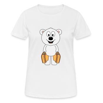 EISBÄR - KOFFER - REISE - URLAUB - AUSWANDERER - Frauen T-Shirt atmungsaktiv - Weiß - Vorne - AI Model Female 172 dark (172cm)