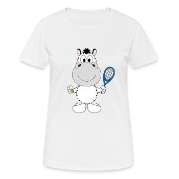 ZEBRA - TENNIS - TENNISSPIELER - TENNISSCHLÄGER - Frauen T-Shirt atmungsaktiv - Weiß - Vorne - AI Model Female 172 dark (172cm)