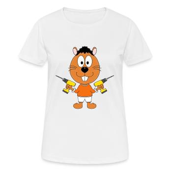 BIBER - HANDWERKER - HEIMWERKER - BOHRER - TIER - Frauen T-Shirt atmungsaktiv - Weiß - Vorne - AI Model Female 172 dark (172cm)