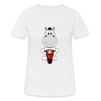 ZEBRA - MOTORRAD - BIKER - TIERISCH - TIER - Frauen T-Shirt atmungsaktiv - Weiß - Vorne - AI Model Female 172 dark (172cm)