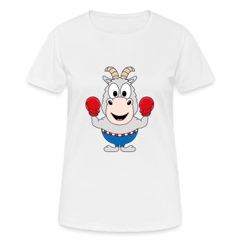 BOXER - ZIEGE - BOXEN - SPORT - TIERISCH - Frauen T-Shirt atmungsaktiv - Weiß - Vorne - AI Model Female 172 dark (172cm)
