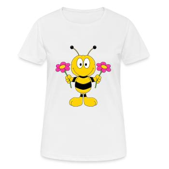 BIENE - BLUMEN - BIENCHEN MIT BLÜMCHEN - Frauen T-Shirt atmungsaktiv - Weiß - Vorne - AI Model Female 172 dark (172cm)