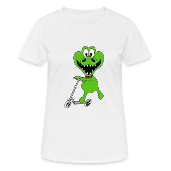 KROKODIL - ROLLER - TIER - TIERISCH - Frauen T-Shirt atmungsaktiv - Weiß - Vorne - AI Model Female 172 dark (172cm)