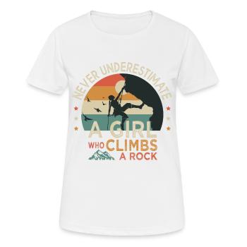 a girl who climbs a rock climb climbing - Women's Breathable T-Shirt - white - Front - AI Model Female 172 dark (172cm)