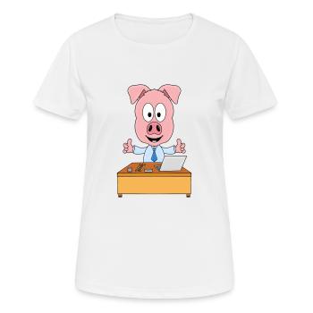SCHWEIN - ARBEIT - BÜRO - SCHREIBTISCH - BERUF - Frauen T-Shirt atmungsaktiv - Weiß - Vorne - AI Model Female 172 dark (172cm)
