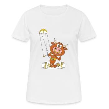 BULLE - KUH - RIND - KITER - KITESURFER - KITE - Frauen T-Shirt atmungsaktiv - Weiß - Vorne - AI Model Female 172 dark (172cm)