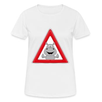 ACHTUNG - NILPFERD - FLUSSPFERD - HIPPO - TIER - Frauen T-Shirt atmungsaktiv - Weiß - Vorne - AI Model Female 172 dark (172cm)