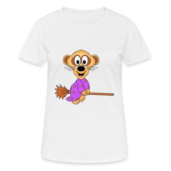 ERDMÄNNCHEN - HEXE - HEXENBESEN - TIERISCH - Frauen T-Shirt atmungsaktiv - Weiß - Vorne - AI Model Female 172 dark (172cm)