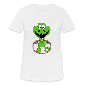 KROKODIL - SEILSPRINGEN - TIER - SPRINGSEIL - Frauen T-Shirt atmungsaktiv - Weiß - Vorne - AI Model Female 172 dark (172cm)