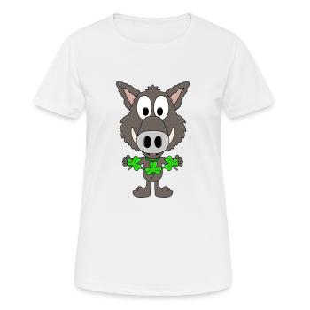 WILDSCHWEIN - KLEEBLÄTTER - TIER - TIERISCH - Frauen T-Shirt atmungsaktiv - Weiß - Vorne - AI Model Female 172 dark (172cm)