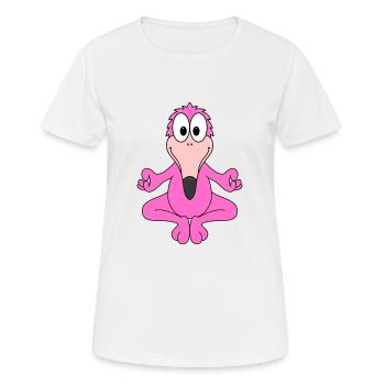 FLAMINGO - YOGA - TIER - VOGEL - TIERISCH - FUN - Frauen T-Shirt atmungsaktiv - Weiß - Vorne - AI Model Female 172 dark (172cm)