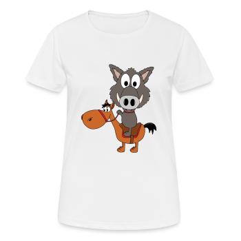 WILDSCHWEIN - PFERD - REITEN - TIERISCH - Frauen T-Shirt atmungsaktiv - Weiß - Vorne - AI Model Female 172 dark (172cm)
