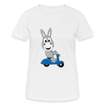 ESEL - ROLLER - TIER - TIERISCH - Frauen T-Shirt atmungsaktiv - Weiß - Vorne - AI Model Female 172 dark (172cm)