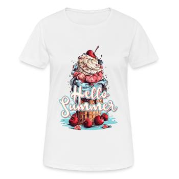 Hello Summer Eis Eiscreme Eisdiele - Frauen T-Shirt atmungsaktiv - Weiß - Vorne - AI Model Female 172 dark (172cm)
