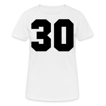 30 - Number 30 - Women's Breathable T-Shirt - white - Front - AI Model Female 172 dark (172cm)