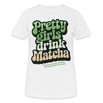 « Pretty Girls Drink Matcha », thé vert rétro - T-shirt respirant Femme - blanc - Devant - AI Model Female 172 dark (172cm)