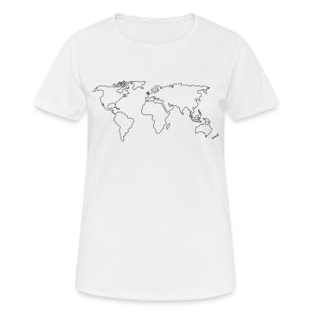 carte du monde - T-shirt respirant Femme - blanc - Devant - AI Model Female 172 dark (172cm)