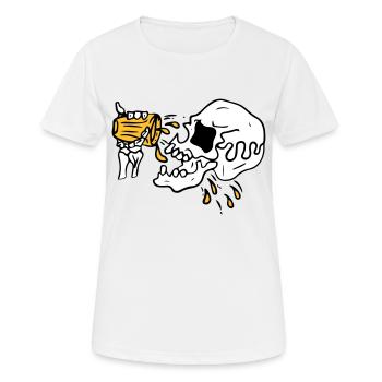 Bier trinkender Totenkopf - Frauen T-Shirt atmungsaktiv - Weiß - Vorne - AI Model Female 172 dark (172cm)