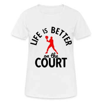 Tennisplatz Spruch Für Tennis - Frauen T-Shirt atmungsaktiv - Weiß - Vorne - AI Model Female 172 dark (172cm)
