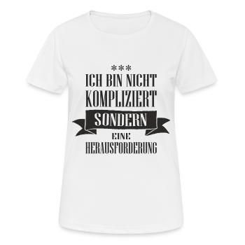 Ich bin nicht kompliziert - Frauen T-Shirt atmungsaktiv - Weiß - Vorne - AI Model Female 172 dark (172cm)