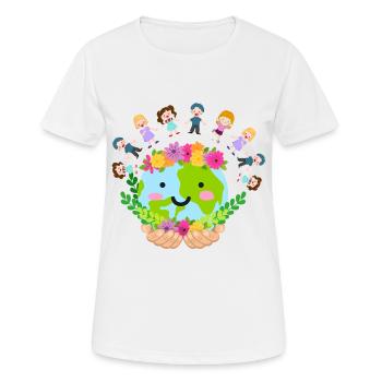 Kids and children at planet Earth - Frauen T-Shirt atmungsaktiv - Weiß - Vorne - AI Model Female 172 dark (172cm)